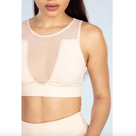 NEW LA Society Torrey V-Mesh Nude Sports Bra Top - Picture 2 of 6